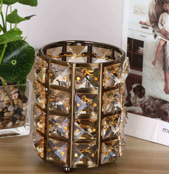 Metal Makeup Brush Storage Tube  Makeup Organizer Bead Crystal Jewelry Storage Box