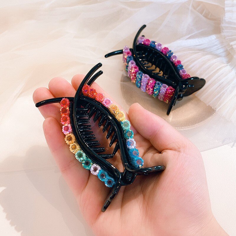 New Colorful Rainbow Hair Claws For Women Girls Hair Holder Clip Sweet Headband Hair Style Make Hairpin Fashion Hair Accessories Easily