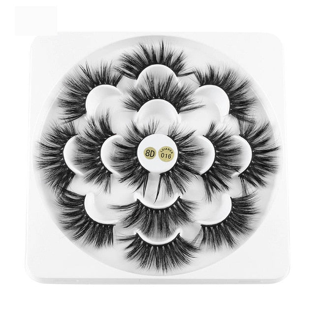 7 Pairs 3D Mink Eyelashes 25mm Lashes Thick Long Wispy Fluffy Handmade Eyelashes