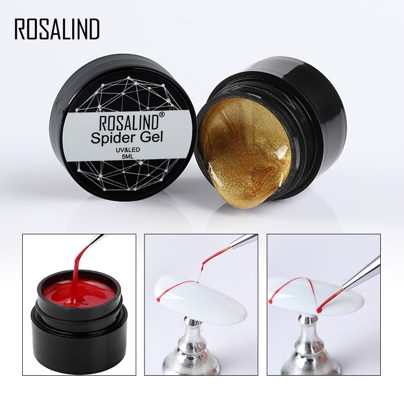 ROSALIND Gel Spider Line For Nails Art Gel Polish UV Colors Painting Gel Nail Polish Spider Gel Polish