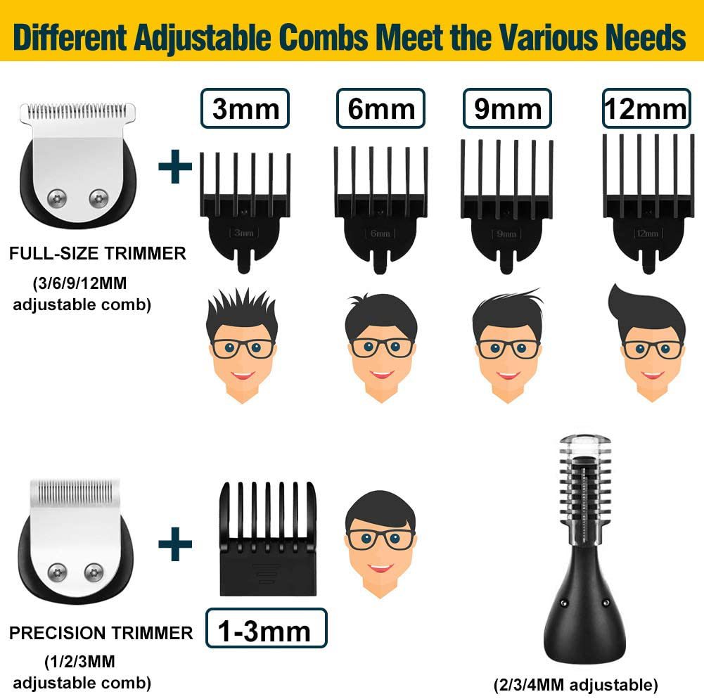New 6 in 1 Multifunctional Hair Clippers Electric Hair Clippers Rechargeable Water Proof LCD Digital Display Haircutting Set