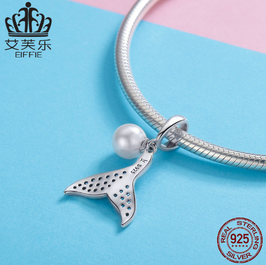 Avelle Fashion Sterling Silver Charm Diamond  Mermaid Tail