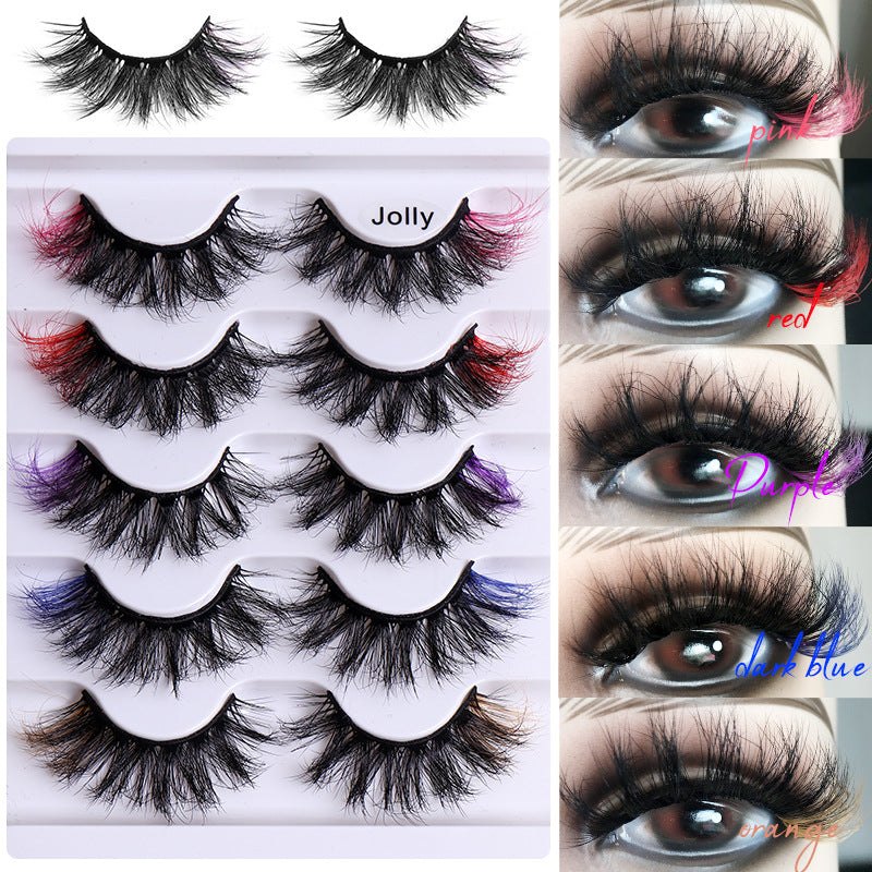 5 Pairs Of Colorful Eyelashes Multi Layer Mink Like Eyelashes