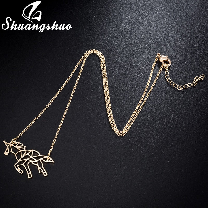 Origami Unicorn Necklace Pendant