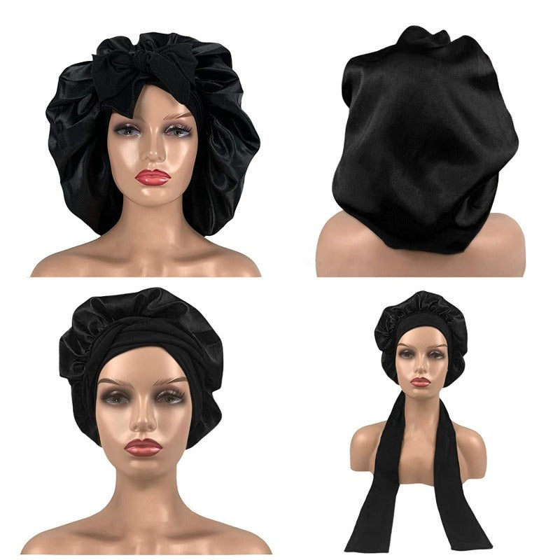 Laced Sleeping Bonnet Cap Silk Hair CareSleeping Cap