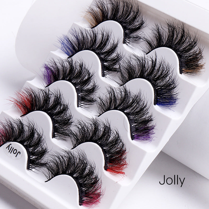 5 Pairs Of Colorful Eyelashes Multi Layer Mink Like Eyelashes
