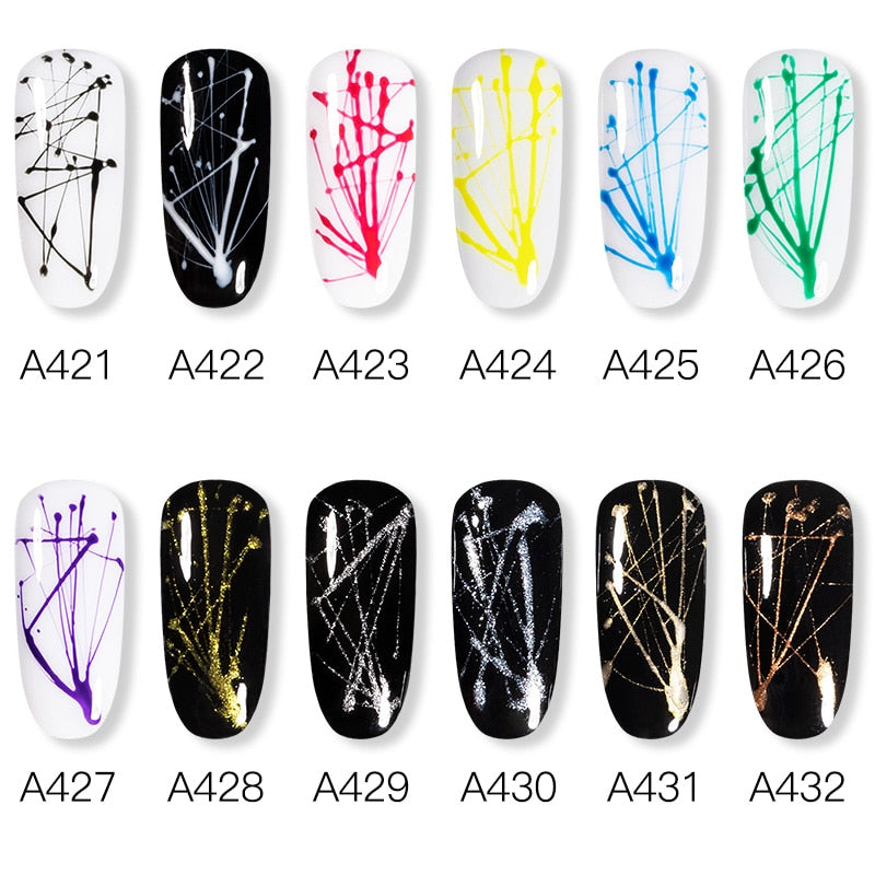 ROSALIND Gel Spider Line For Nails Art Gel Polish UV Colors Painting Gel Nail Polish Spider Gel Polish