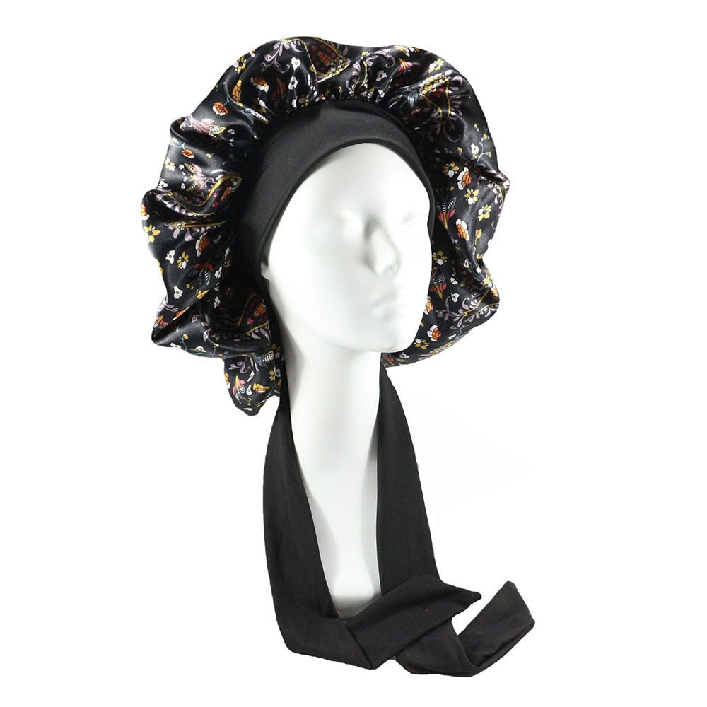 Laced Sleeping Bonnet Cap Silk Hair CareSleeping Cap