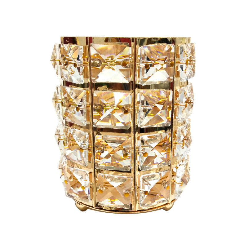 Metal Makeup Brush Storage Tube  Makeup Organizer Bead Crystal Jewelry Storage Box