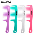 4 Colors Blue ZOO Candy Color Straight Handle Large Size Wide Tooth Comb Curling Comb Hairdressing Comb