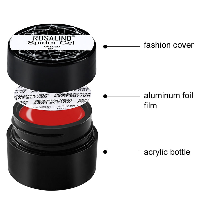ROSALIND Gel Spider Line For Nails Art Gel Polish UV Colors Painting Gel Nail Polish Spider Gel Polish