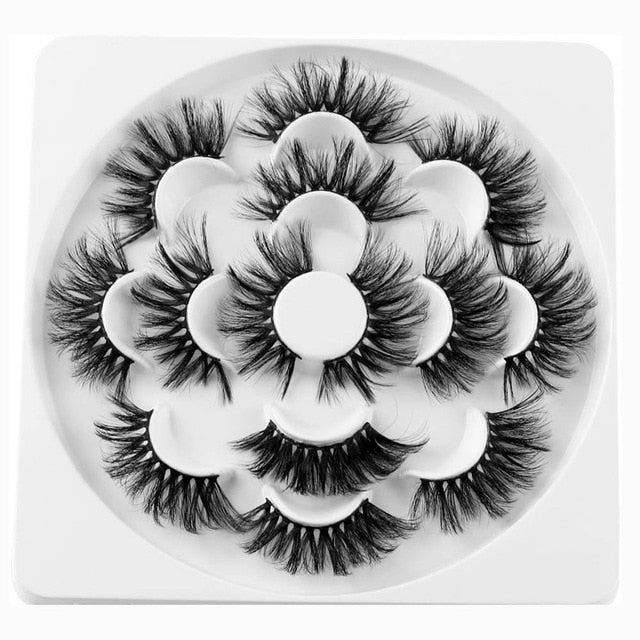 7 Pairs 3D Mink Eyelashes 25mm Lashes Thick Long Wispy Fluffy Handmade Eyelashes