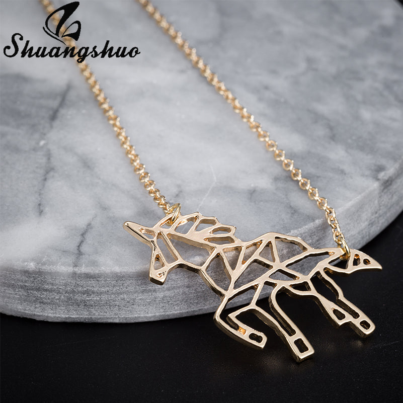 Origami Unicorn Necklace Pendant