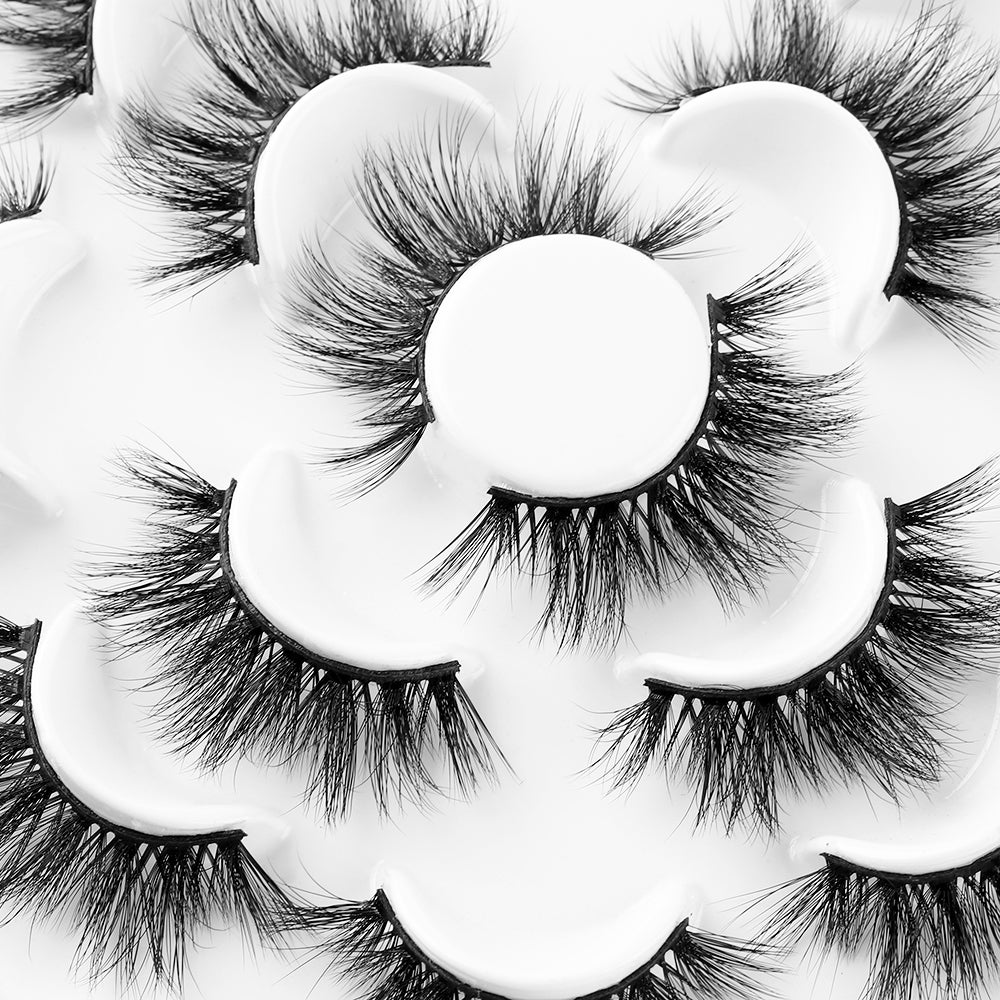 7 Pairs 3D Mink Eyelashes 25mm Lashes Thick Long Wispy Fluffy Handmade Eyelashes