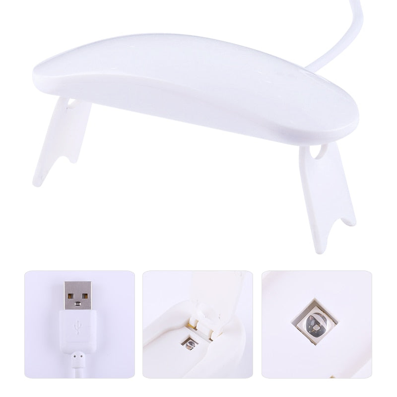 White Nail Dryer Machine UV LED Lamp Portable Micro USB