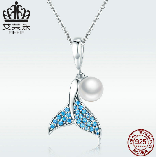 Avelle Fashion Sterling Silver Charm Diamond  Mermaid Tail