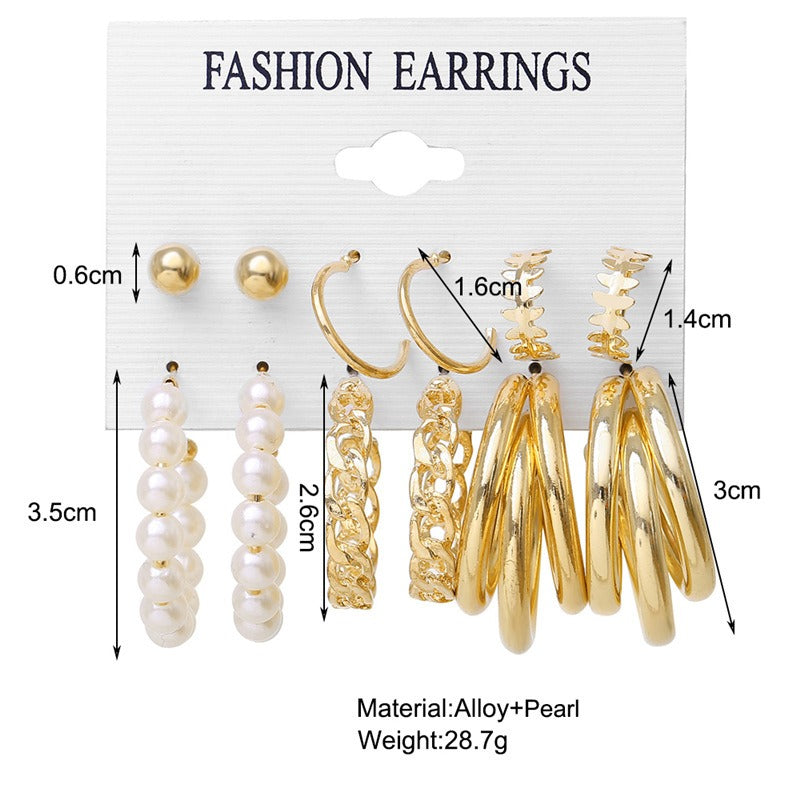 6PC Multi Styled Earring Set