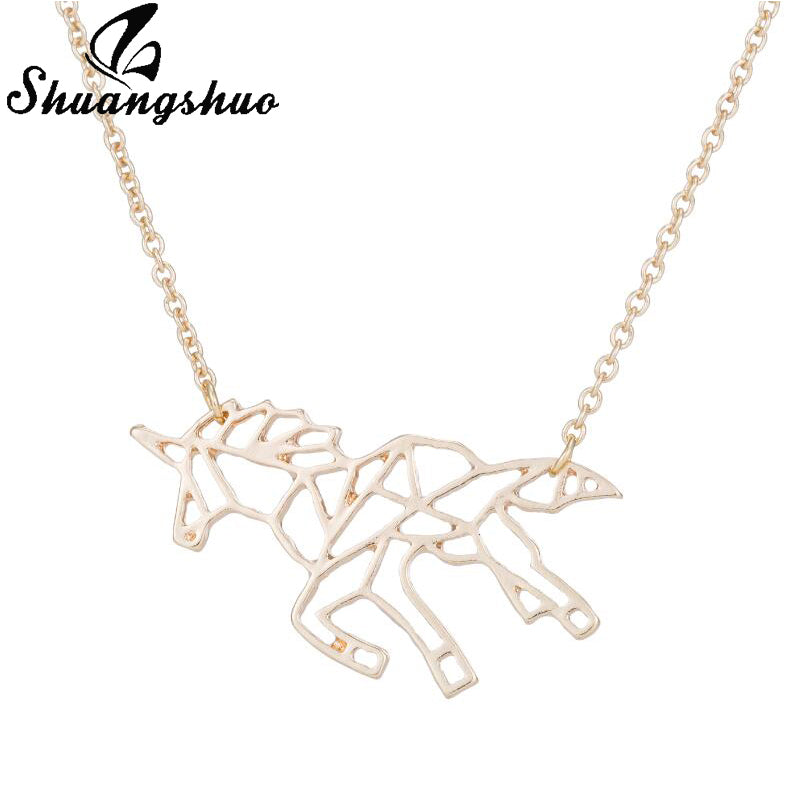 Origami Unicorn Necklace Pendant