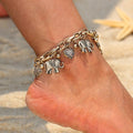 Alloy Carved Elephant Heart Pendant Beach Style Anklet