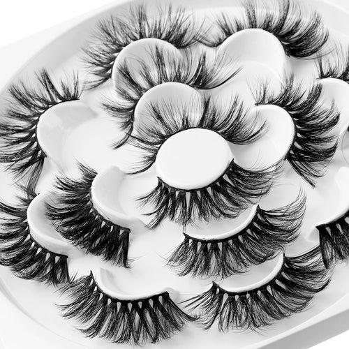 7 Pairs 3D Mink Eyelashes 25mm Lashes Thick Long Wispy Fluffy Handmade Eyelashes