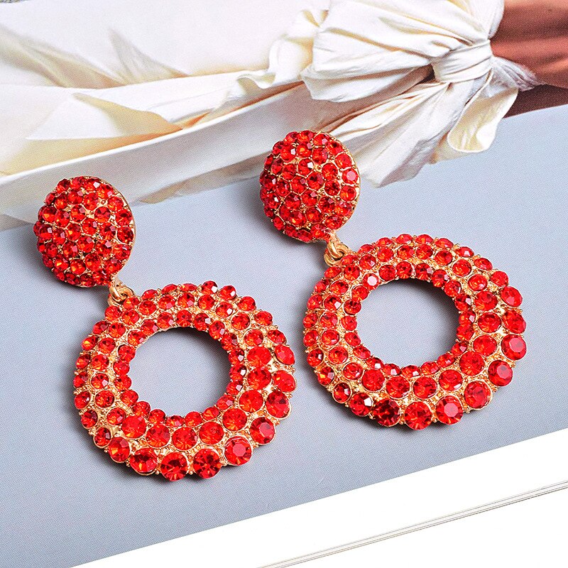 Fashion Large Round Temperament Diamond Earrings Women's Accessories