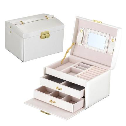 Jewelry Organizer Large Jewelry Box High Capacity Jewelry Makeup Storage Makeup Organizer Leather Beauty Travel Box