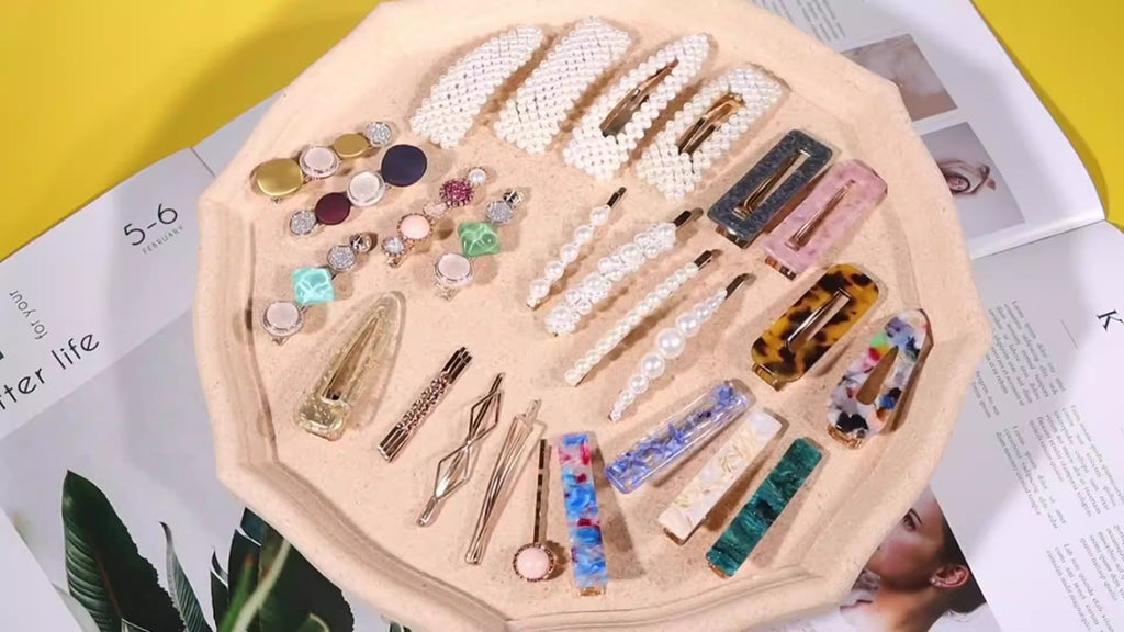 Acetic acid edge clip marble effect hair clip pearl candy color fashionable hair clip combination set