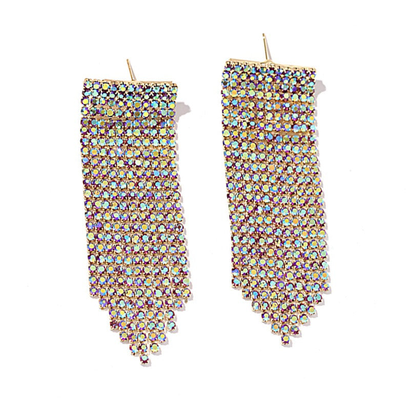 Long Women's Tassel Earrings Shiny Party Earrings