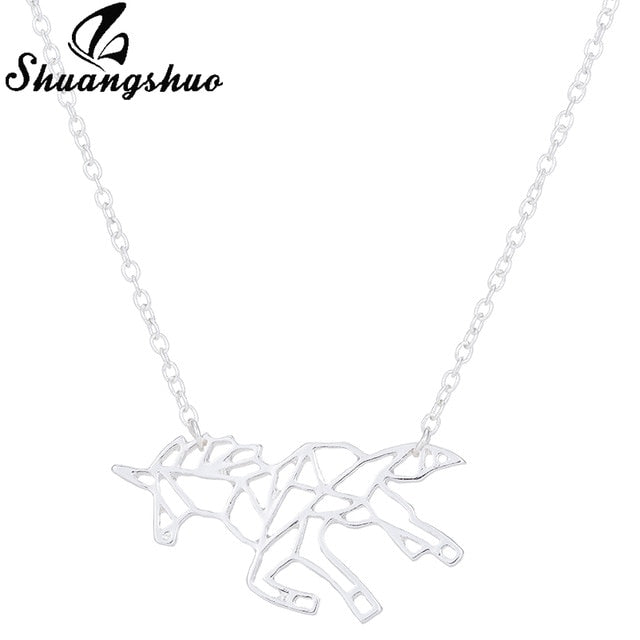 Origami Unicorn Necklace Pendant