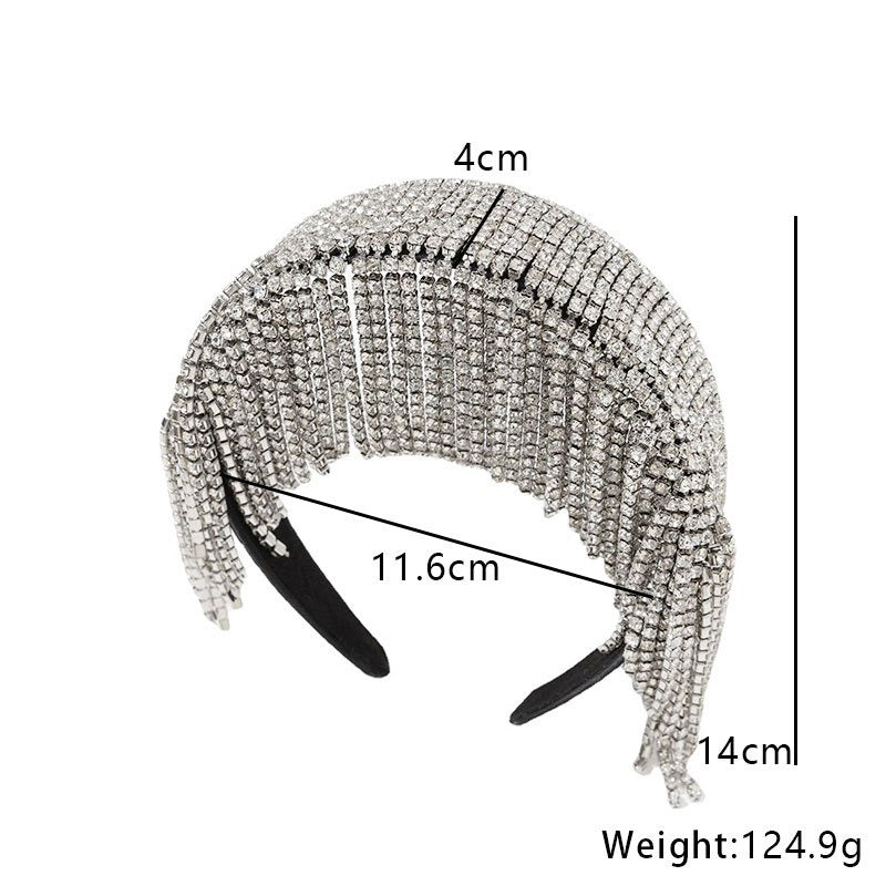 Fashionable rhinestone tassel headband