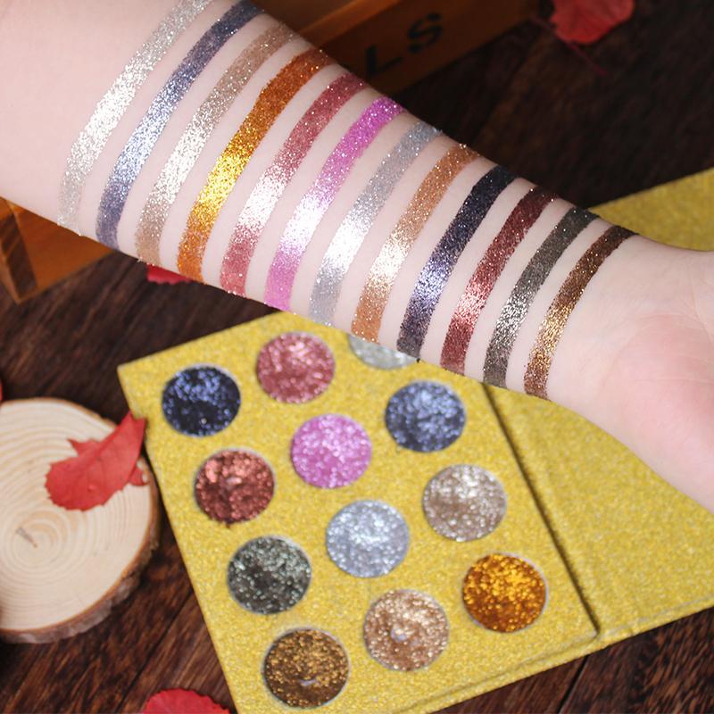 12 Color Pressed Glitters Single Eyeshadow Diamond Rainbow Make Up